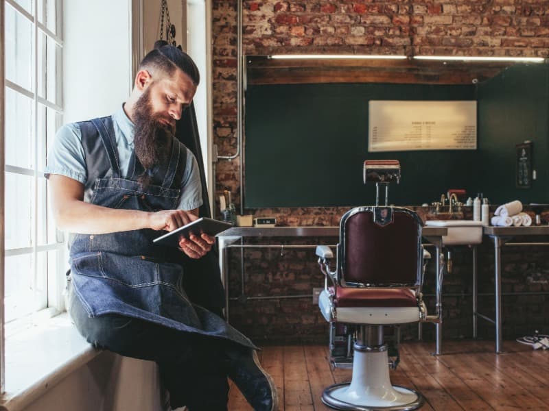 Wellness Station with QR code set up in a hair salon